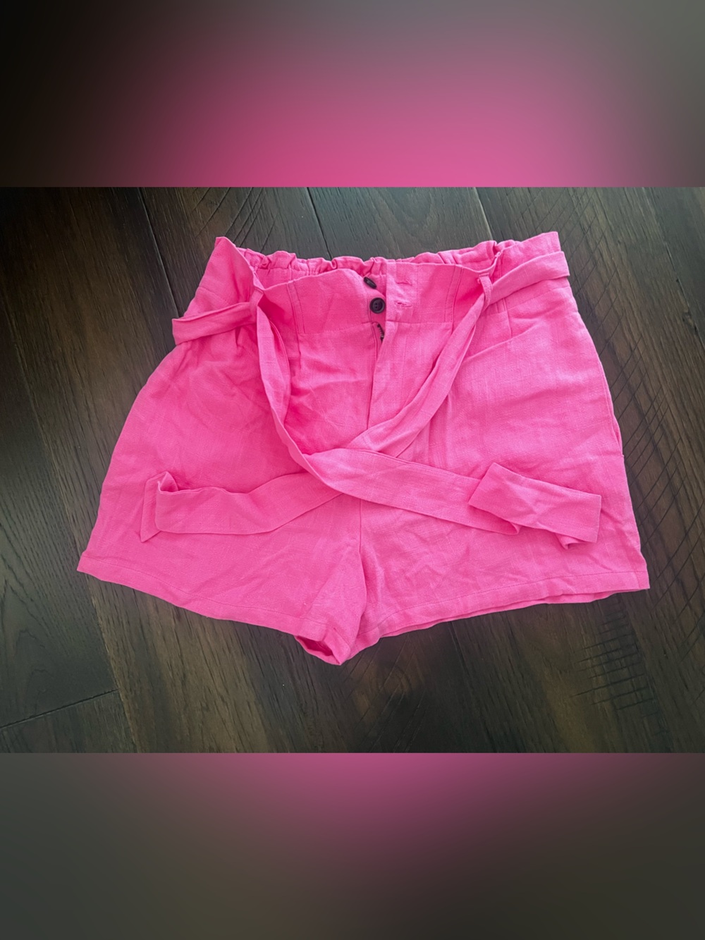Bayside stroll paperbag linen hot pink shorts